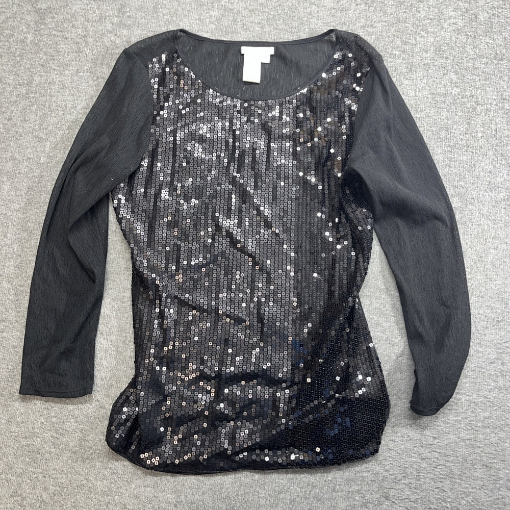 Sophie Max women's top longsleeve linen blend‎ black size medium